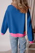 Football Bow Grid Graphic Contrast Trim Pullover Sweatshirt