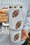 Football Graphic Print Alloy Travel Straw Tumbler
