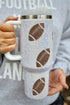 Football Graphic Print Alloy Travel Straw Tumbler