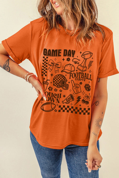 Football Graphic Short Sleeve Sporty Casual Graphic Tee