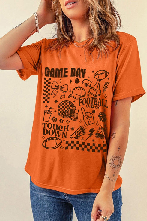 Football Graphic Short Sleeve Sporty Casual Graphic Tee