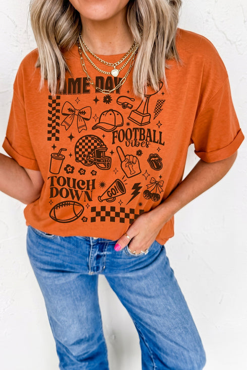 Football Graphic Short Sleeve Sporty Casual Graphic Tee