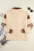 Football Graphic Striped Accent Collared V Neck Sweatshirt