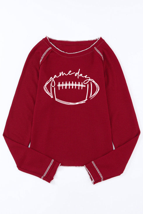 Football Graphic Thermal Knit Long Sleeve Game Day Top