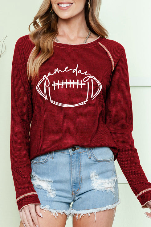 Football Graphic Thermal Knit Long Sleeve Game Day Top