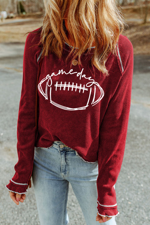 Football Graphic Thermal Knit Long Sleeve Game Day Top