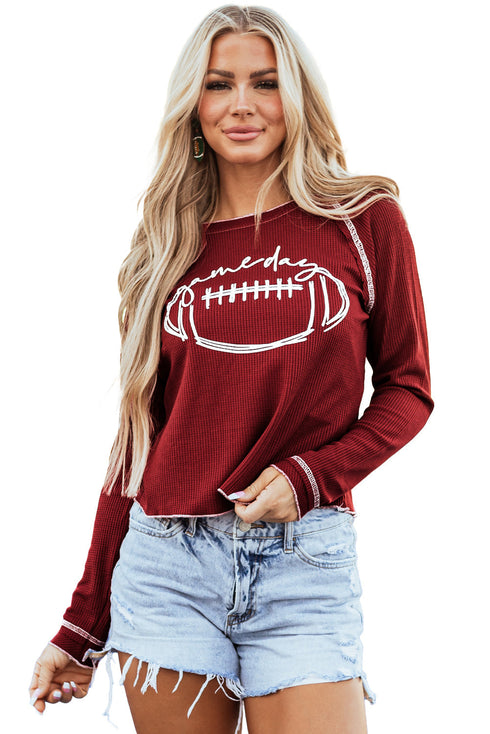 Football Graphic Thermal Knit Long Sleeve Game Day Top