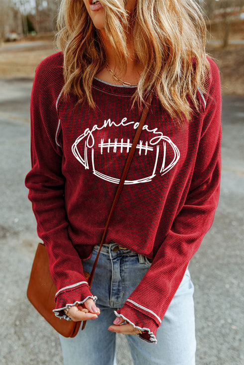Football Graphic Thermal Knit Long Sleeve Game Day Top