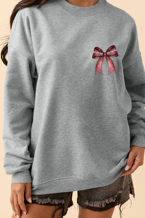 Football Laces Bow Back Graphic Pullover Sweatshirt