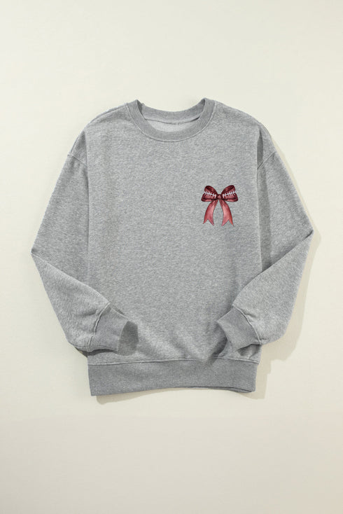Football Laces Bow Back Graphic Pullover Sweatshirt