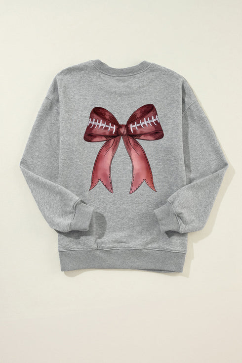 Football Laces Bow Back Graphic Pullover Sweatshirt
