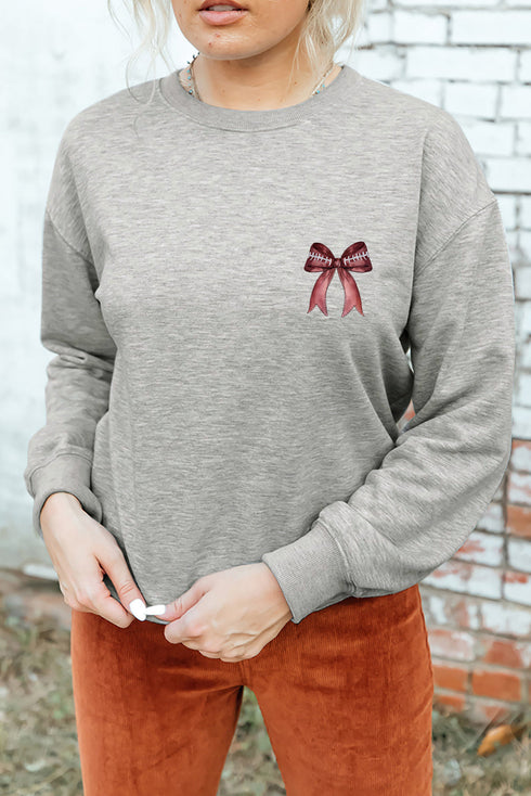 Football Laces Bow Back Graphic Pullover Sweatshirt
