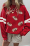Football Patch Varsity Stripe Oversized Crewneck Sweatshirt