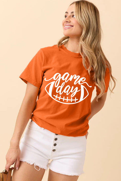 Football Print Graphic Short Sleeve Crew Neck Tee