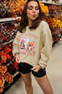 Football Pumpkin And Coffee Graphic Crew Neck Sweatshirt