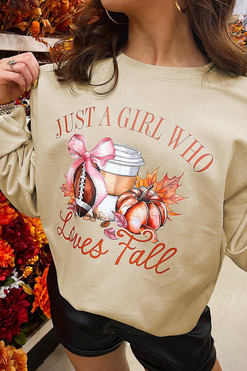 Football Pumpkin And Coffee Graphic Crew Neck Sweatshirt