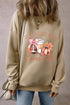 Football Pumpkin And Coffee Graphic Crew Neck Sweatshirt