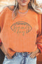 Football Script Graphic Corded Texture Crew Neck Sweatshirt