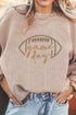 Football Script Graphic Corded Texture Crew Neck Sweatshirt