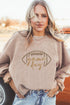 Football Script Graphic Corded Texture Crew Neck Sweatshirt