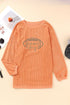Football Script Graphic Corded Texture Crew Neck Sweatshirt