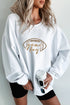 Football Script Graphic Corded Texture Crew Neck Sweatshirt