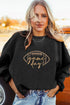 Football Script Graphic Corded Texture Crew Neck Sweatshirt