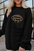 Football Script Graphic Corded Texture Crew Neck Sweatshirt