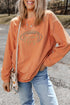 Football Script Graphic Corded Texture Crew Neck Sweatshirt