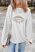 Football Script Graphic Corded Texture Crew Neck Sweatshirt