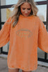 Football Script Graphic Corded Texture Crew Neck Sweatshirt