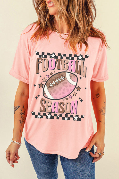 Football Season Graphic Print Short Sleeve Relaxed Shirt