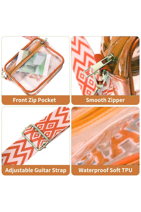 Football Shape Sequin Detail Transparent Chain Shoulder Bag