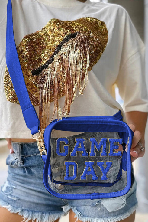 Football Shape Sequin Detail Transparent Chain Shoulder Bag