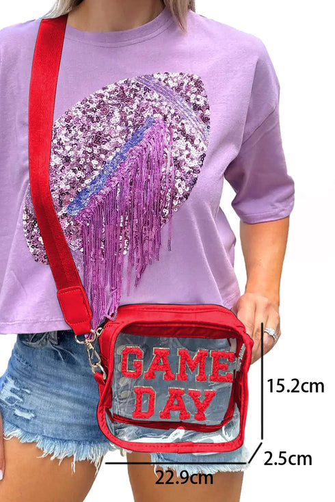 Football Shape Sequin Detail Transparent Chain Shoulder Bag