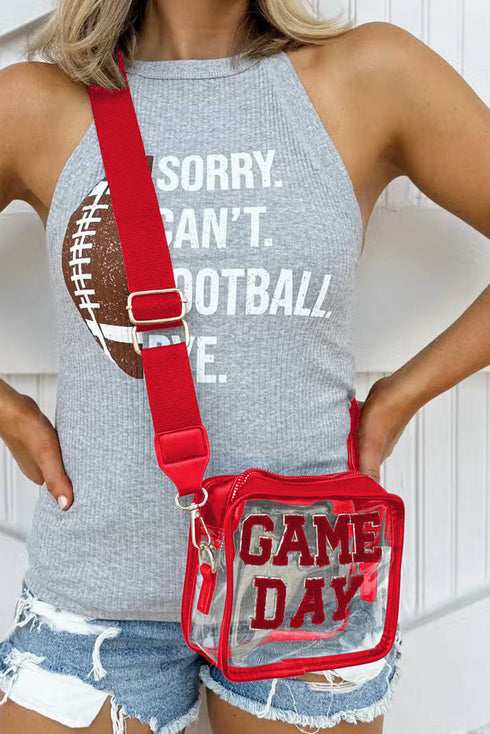 Football Shape Sequin Detail Transparent Chain Shoulder Bag
