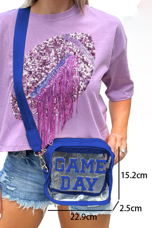 Football Shape Sequin Detail Transparent Chain Shoulder Bag