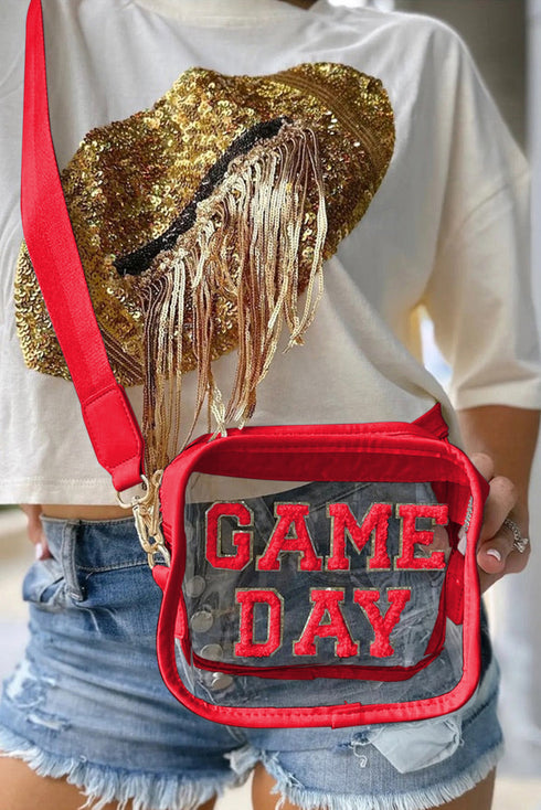 Football Shape Sequin Detail Transparent Chain Shoulder Bag