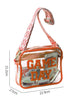 Football Shape Sequin Detail Transparent Chain Shoulder Bag