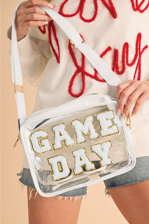 Football Shape Sequin Detail Transparent Chain Shoulder Bag