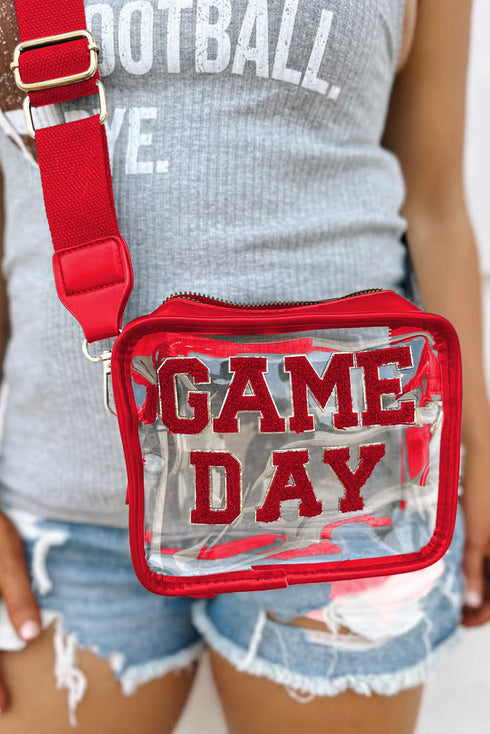 Football Shape Sequin Detail Transparent Chain Shoulder Bag