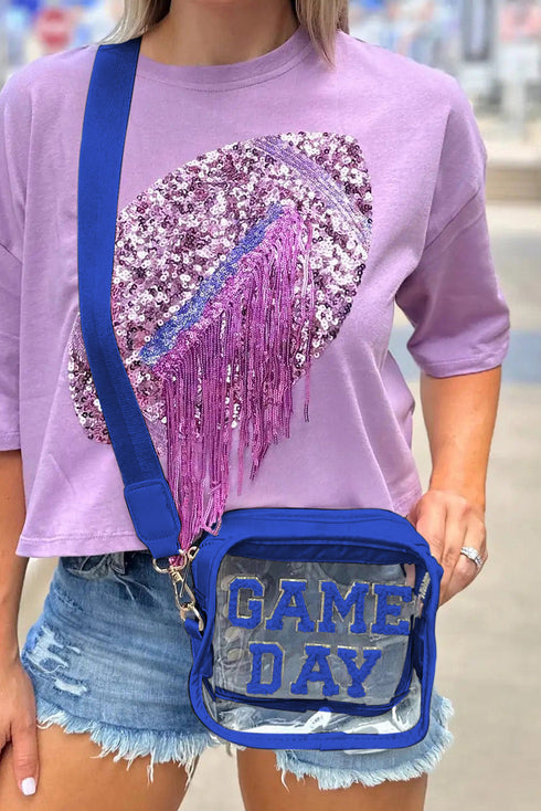 Football Shape Sequin Detail Transparent Chain Shoulder Bag