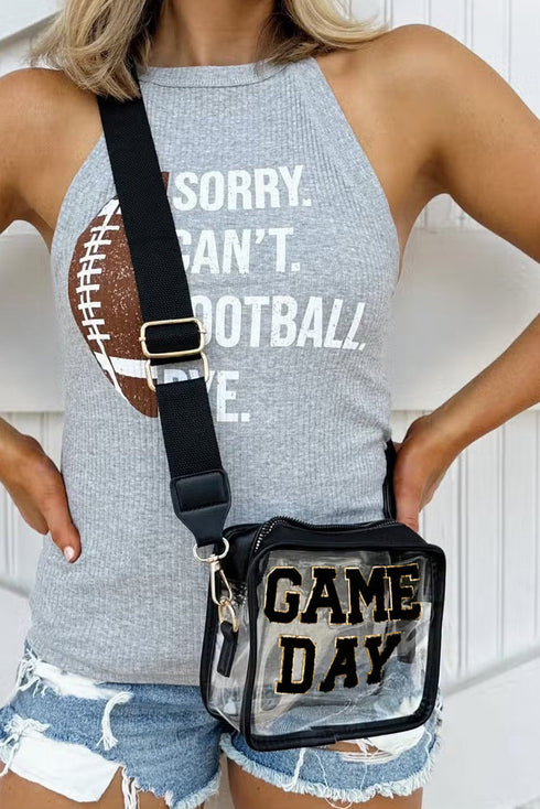 Football Shape Sequin Detail Transparent Chain Shoulder Bag