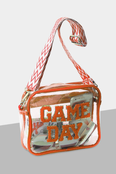 Football Shape Sequin Detail Transparent Chain Shoulder Bag