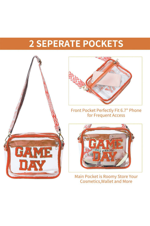 Football Shape Sequin Detail Transparent Chain Shoulder Bag