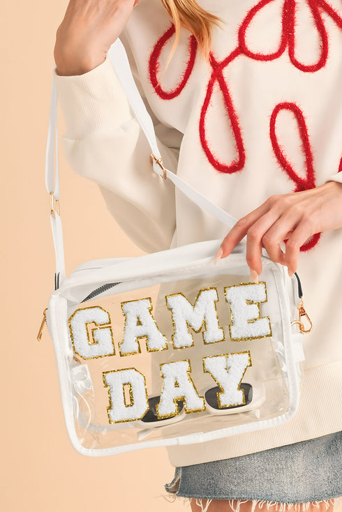 Football Shape Sequin Detail Transparent Chain Shoulder Bag