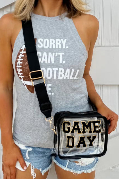 Football Shape Sequin Detail Transparent Chain Shoulder Bag