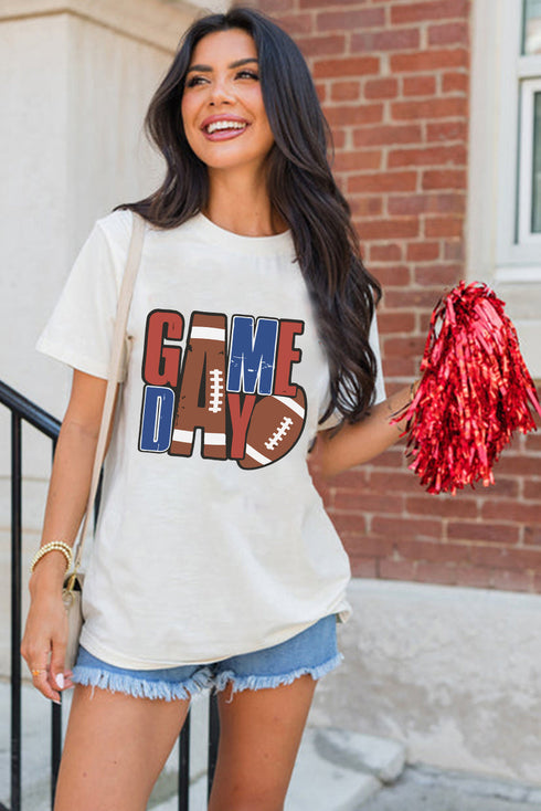 Football Theme Graphic Print Short Sleeve T-Shirt