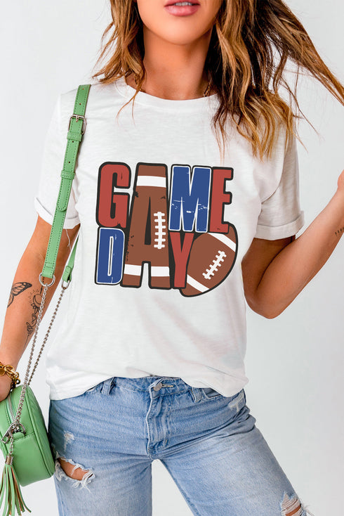 Football Theme Graphic Print Short Sleeve T-Shirt