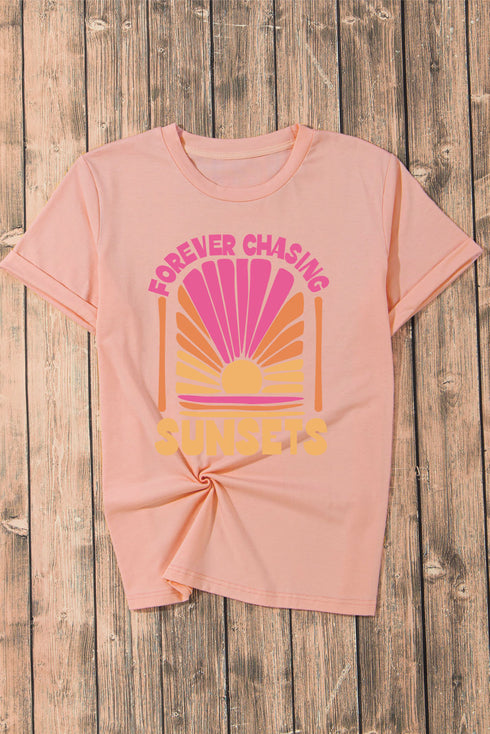 Forever Chasing Sunset Oversized Graphic Crew Neck Shirt